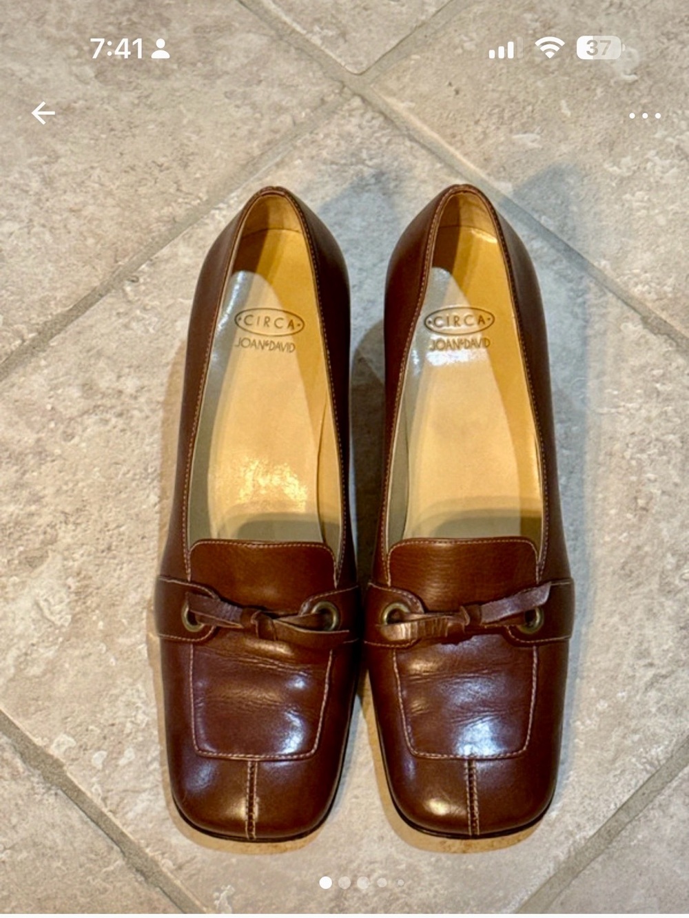 Joan & David Brown Leather Square-Toe Loafers
